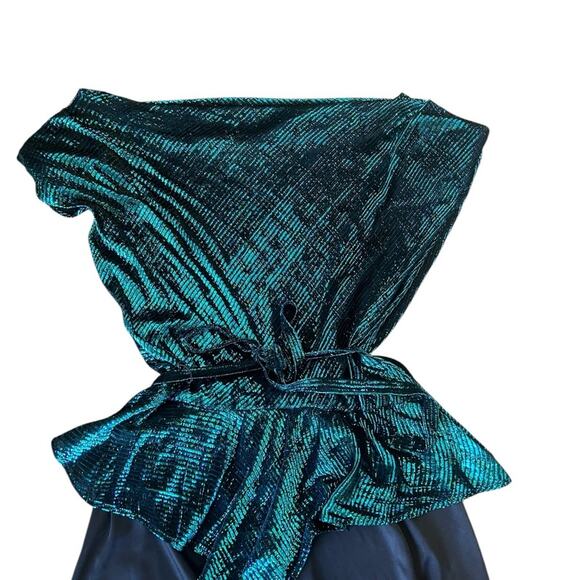 Vintage teal green and black romper by Vicky Vaughn Medium - Picture 2 of 6